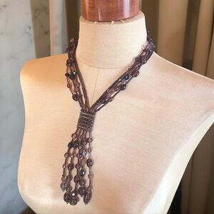 Elegant Multi-Strand Purple Glass Necklace